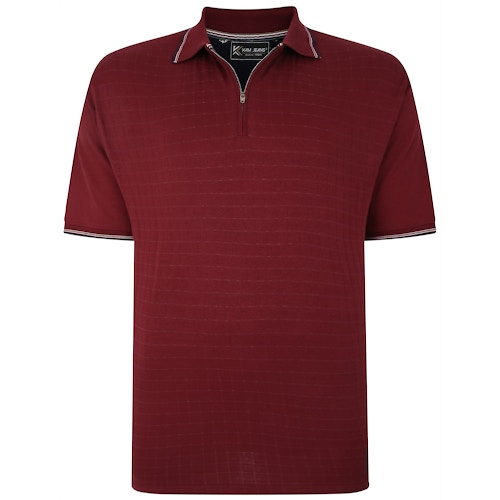 KAM Jersey Weave 1/4 Zip Polo Burgundy
